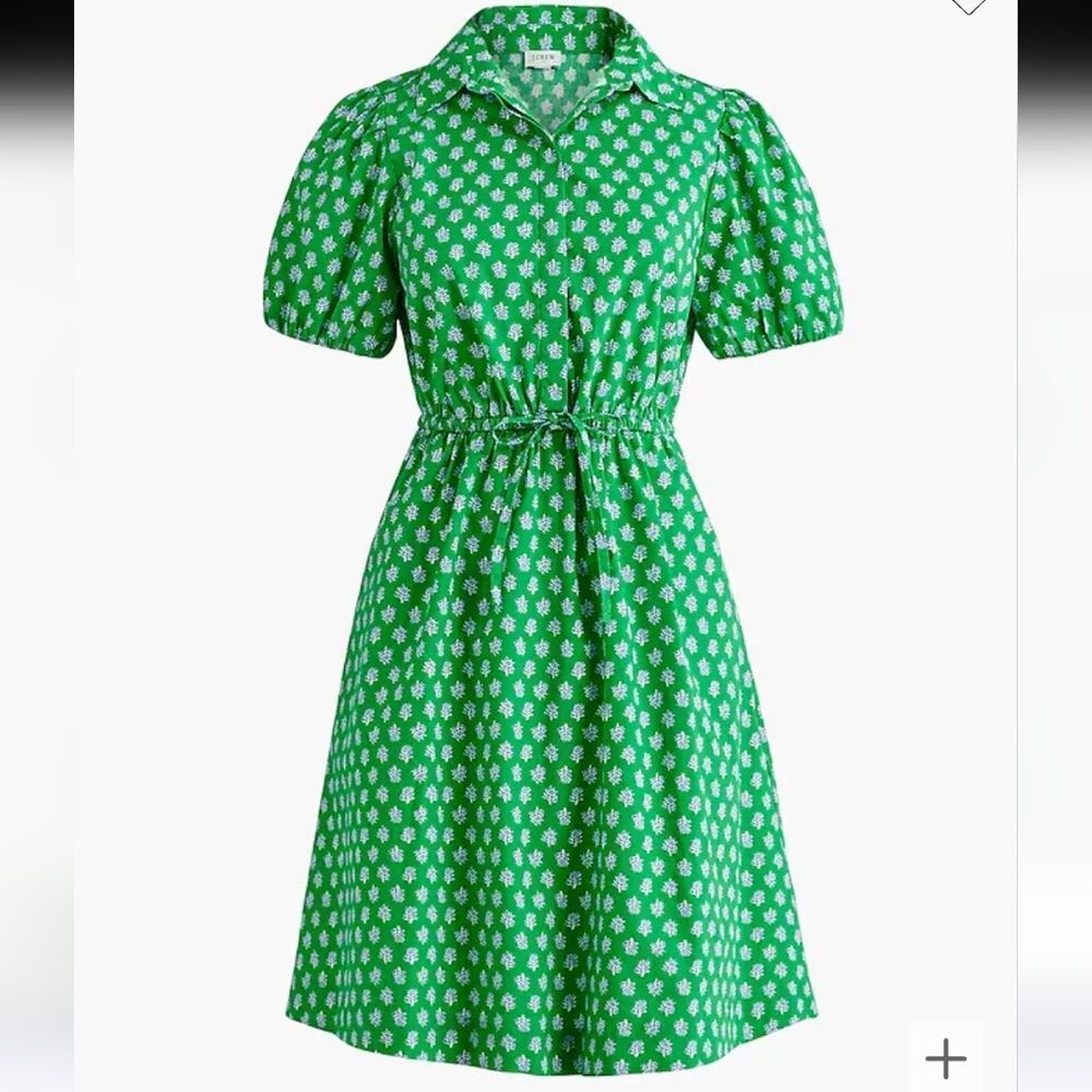 NWOT J.crew 16 Short Sleeve Cinch tie Waist shirt dress green - Picture 2 of 11